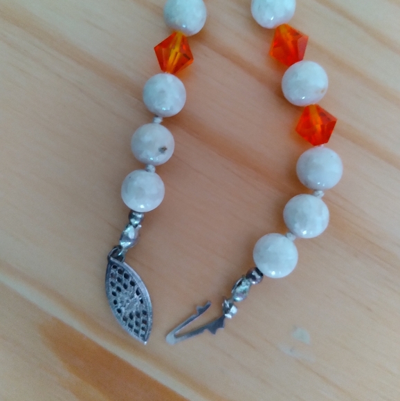 White Coral and Swarovski Crystal Necklace - Picture 6 of 12